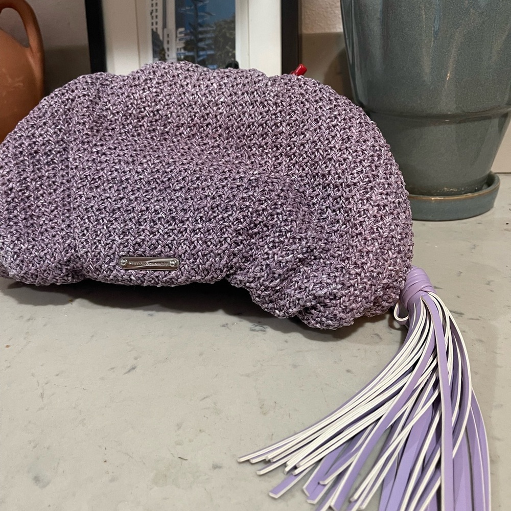 Rebecca Minkoff purple clutch with tassel